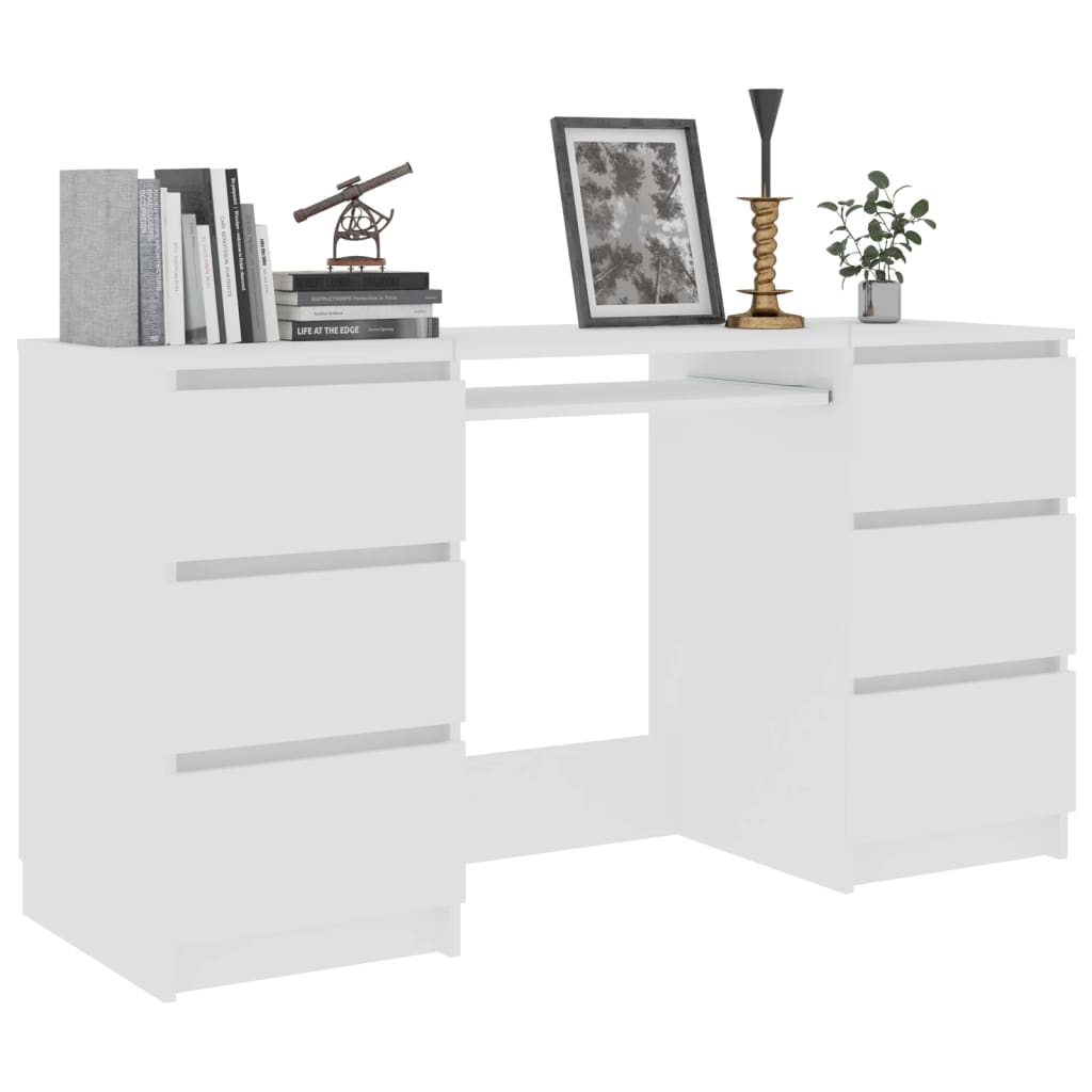 Schreibtisch, Computertisch, Schreibtisch Weiß, Schreibtisch Holz, Schreibtisch mit Schubladen, vidaXL, 6