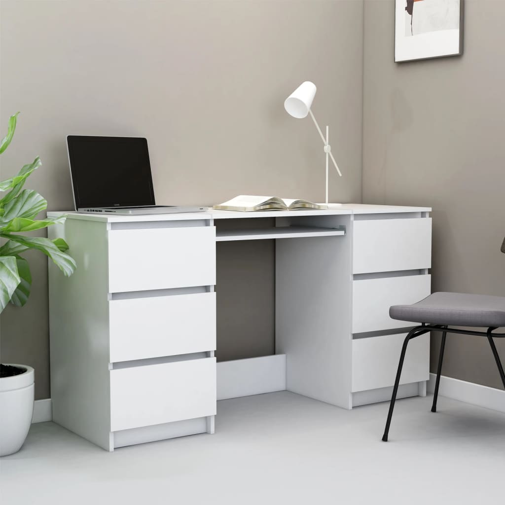 Schreibtisch, Computertisch, Schreibtisch Weiß, Schreibtisch Holz, Schreibtisch mit Schubladen, vidaXL