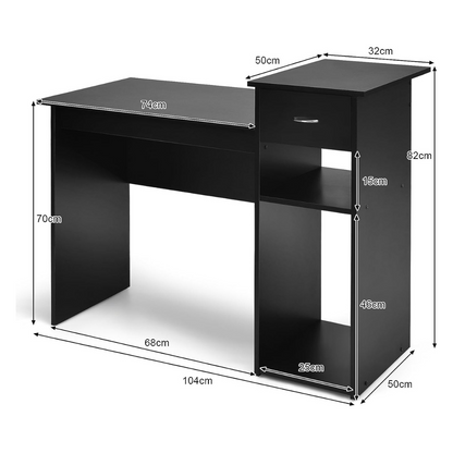 Schreibtisch, Computertisch, Schreibtisch mit Schublade, und Regalen, Kleiner Schreibtisch, Schreibtisch Holz, Costway, 8