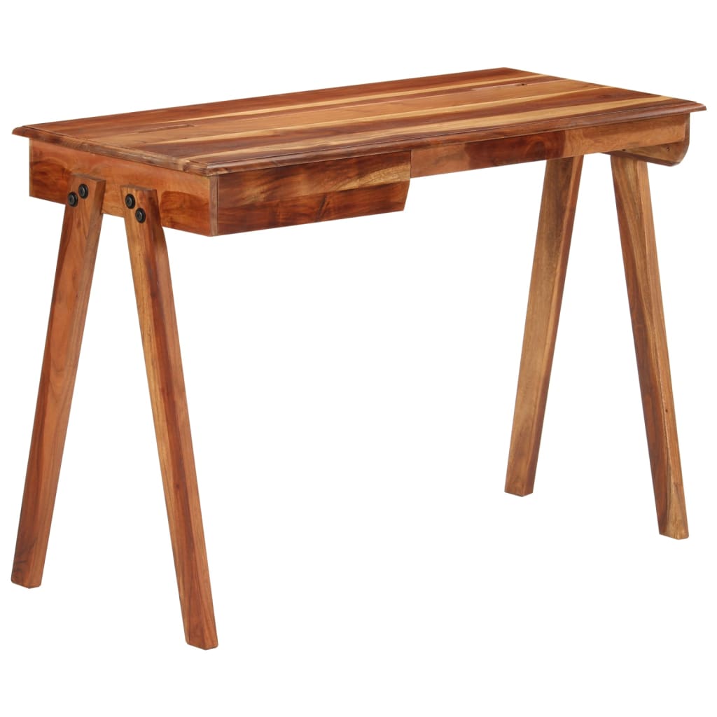 Schreibtisch, Computertisch klein, Schreibtisch mit Schublade, Schreibtisch Holz, 110x50x77 cm, Massivholz Akazie, vidaXL, 11