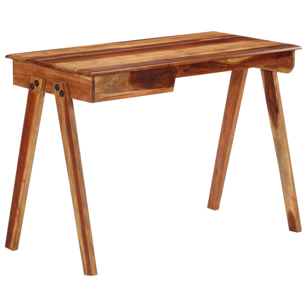 Schreibtisch, Computertisch klein, Schreibtisch mit Schublade, Schreibtisch Holz, 110x50x77 cm, Massivholz Akazie, vidaXL, 6