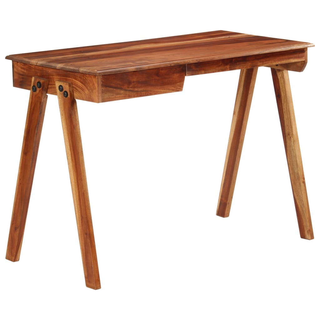 Schreibtisch, Computertisch klein, Schreibtisch mit Schublade, Schreibtisch Holz, 110x50x77 cm, Massivholz Akazie, vidaXL, 8