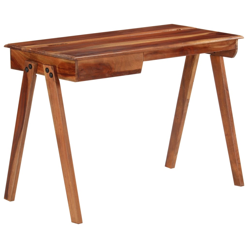 Schreibtisch, Computertisch klein, Schreibtisch mit Schublade, Schreibtisch Holz, 110x50x77 cm, Massivholz Akazie, vidaXL, 9
