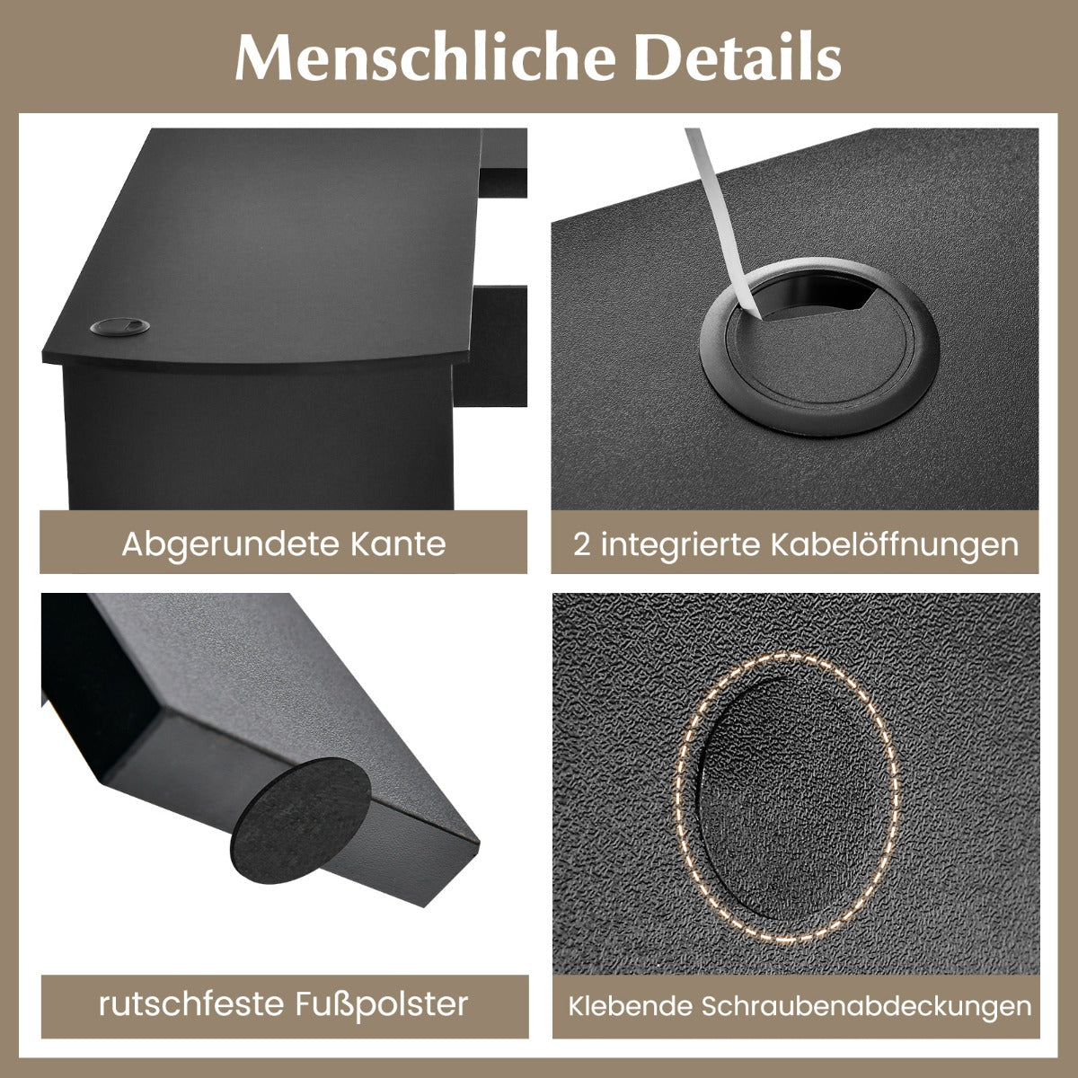 Schreibtisch Ecke, Eckschreibtisch, Schreibtisch L Form, Eckschreibtisch mit Stauraum, Eckschreibtisch schwarz, Costway, 5