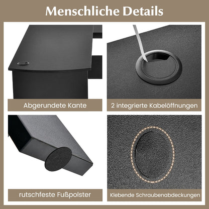 Schreibtisch Ecke, Eckschreibtisch, Schreibtisch L Form, Eckschreibtisch mit Stauraum, Eckschreibtisch schwarz, Costway, 5