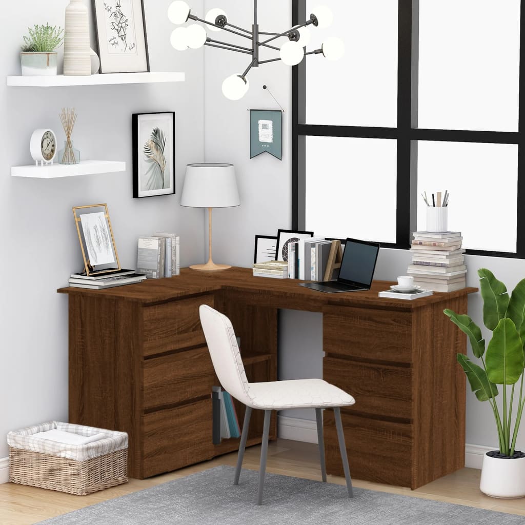 Schreibtisch, Eckschreibtisch, Schreibtisch mit Schublade, L Schreibtisch, Schreibtisch Holz, Holzwerkstoff, vidaXL, 1