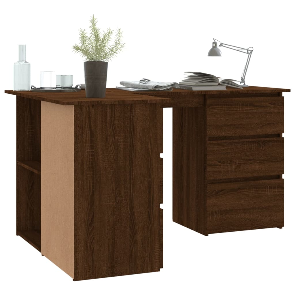 Schreibtisch, Eckschreibtisch, Schreibtisch mit Schublade, L Schreibtisch, Schreibtisch Holz, Holzwerkstoff, vidaXL, 3