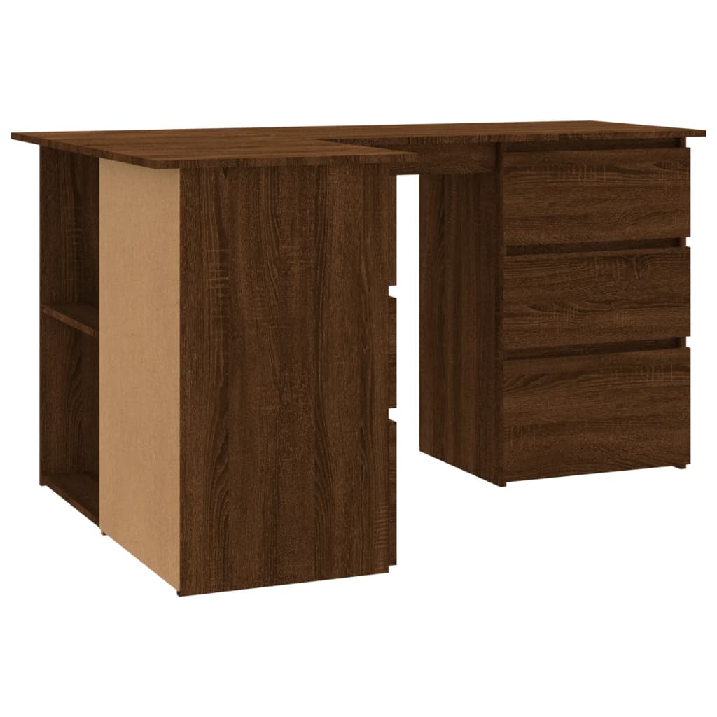 Schreibtisch, Eckschreibtisch, Schreibtisch mit Schublade, L Schreibtisch, Schreibtisch Holz, Holzwerkstoff, vidaXL, 4
