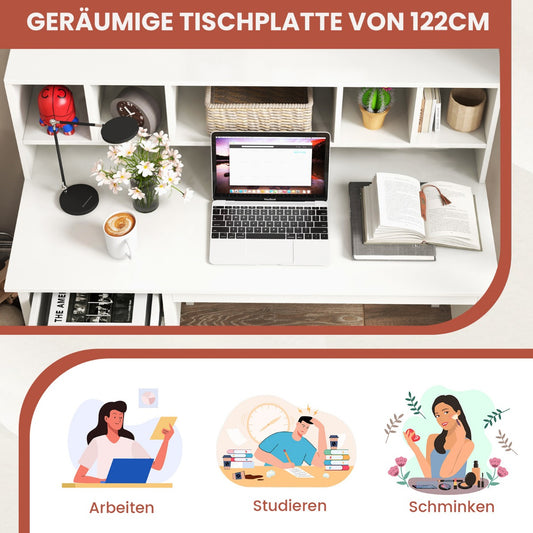 Schreibtisch, Höhenverstellbarer Schreibtisch, Schreibtisch mit Schubladen, Schreibtisch klein, 2