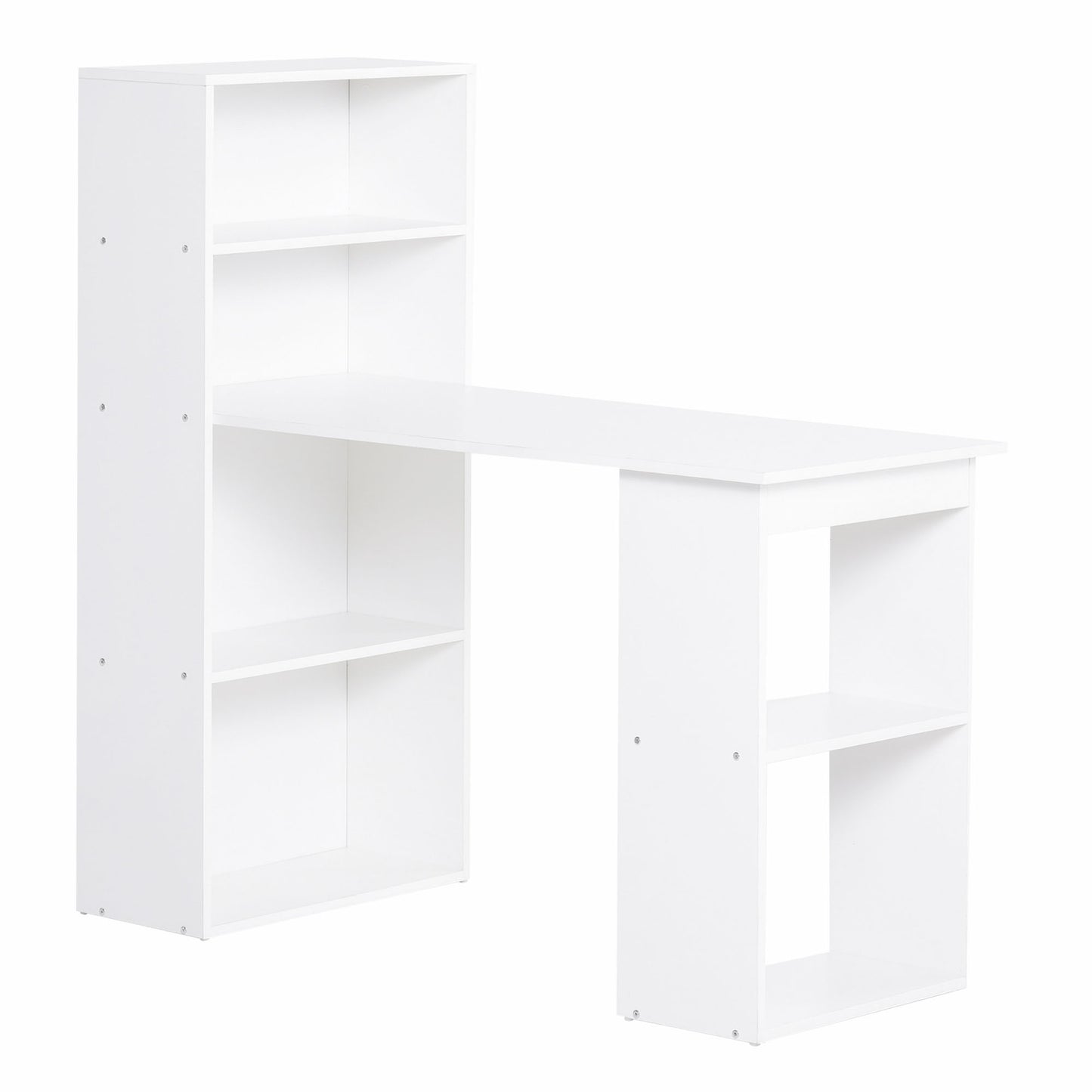 Schreibtisch Küchentisch mit Regal, Computertisch, Arbeitstisch, Laptoptisch, Büroregal, Weiß, 120x55x120cm, HOMCOM, 4