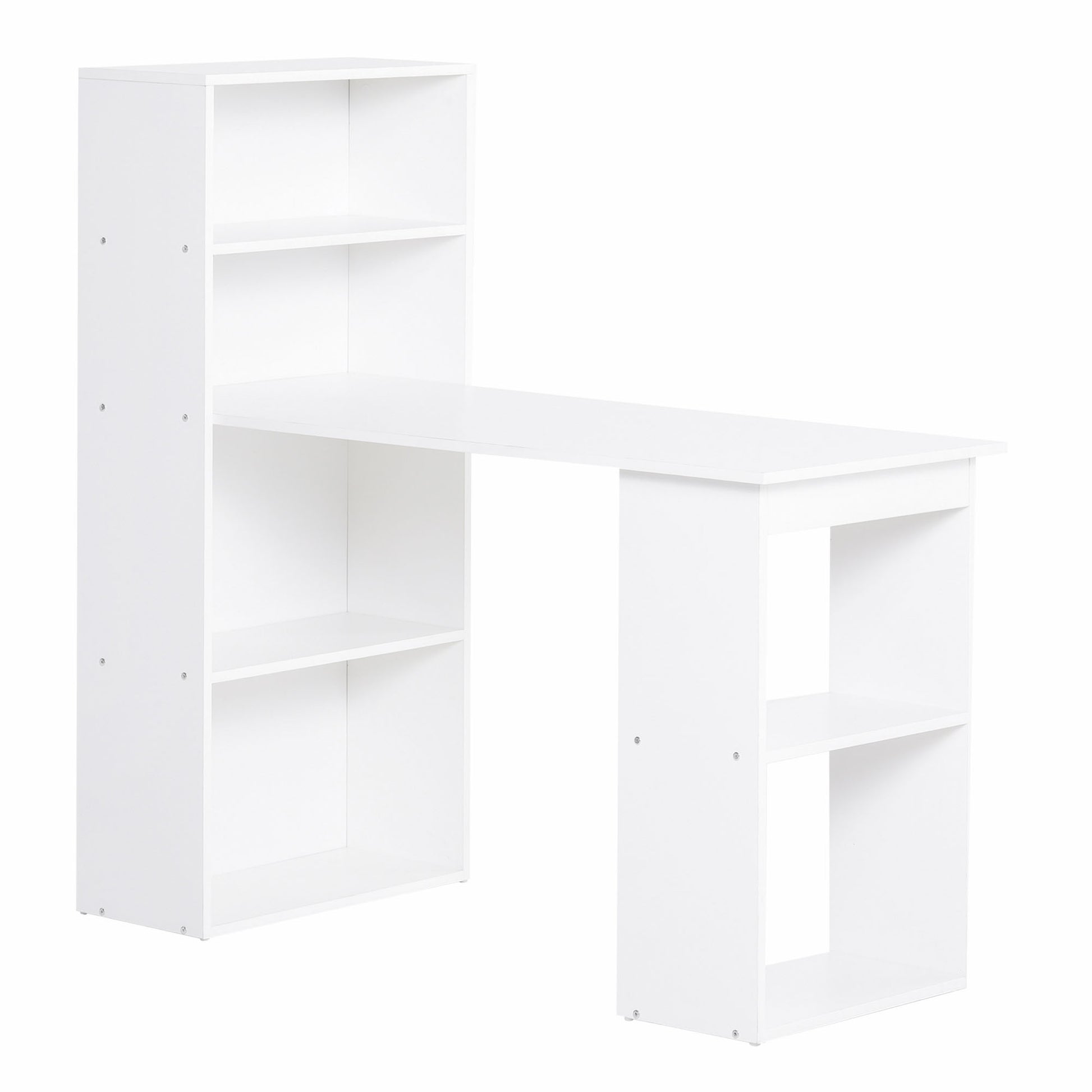 Schreibtisch Küchentisch mit Regal, Computertisch, Arbeitstisch, Laptoptisch, Büroregal, Weiß, 120x55x120cm, HOMCOM, 4