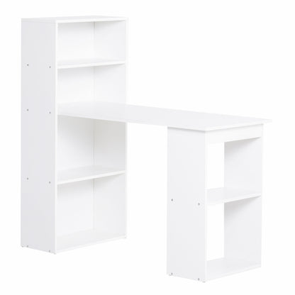 Schreibtisch Küchentisch mit Regal, Computertisch, Arbeitstisch, Laptoptisch, Büroregal, Weiß, 120x55x120cm, HOMCOM, 4