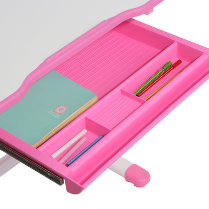 Schreibtisch Kinder, Kinderschreibtisch, Höhenverstellbar, Neigbares Kinderschreibtisch, Jugendschreibtisch, Rosa, Costway, 7
