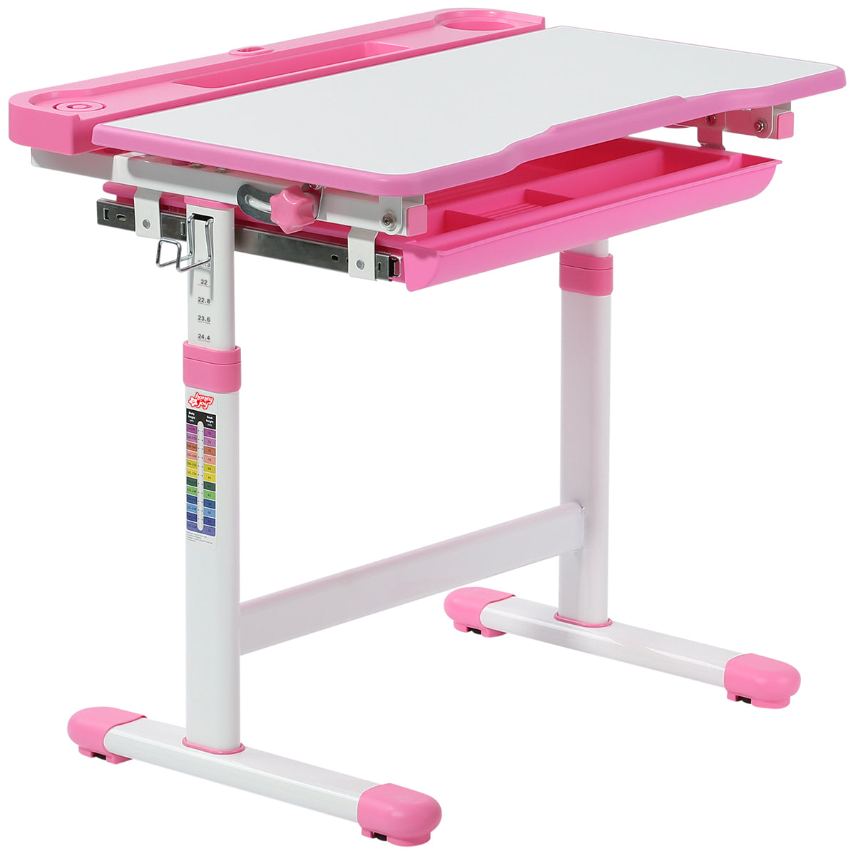 Schreibtisch Kinder, Kinderschreibtisch, Höhenverstellbar, Neigbares Kinderschreibtisch, Jugendschreibtisch, Rosa, Costway, 8