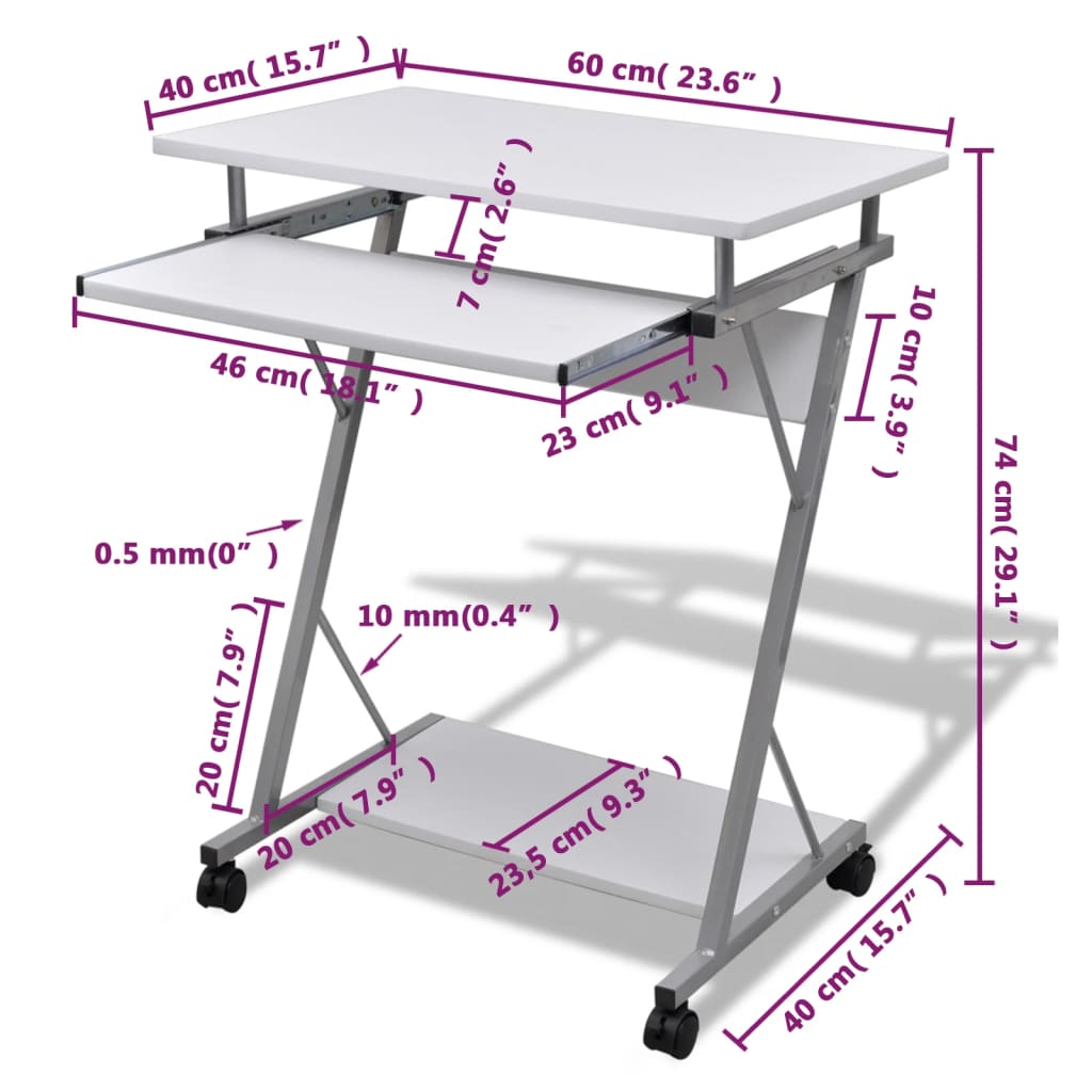 Schreibtisch, Kleiner Schreibtisch, Bürotisch, Laptoptisch, Schreibtisch Holz, Computerwagen, Costway, 6