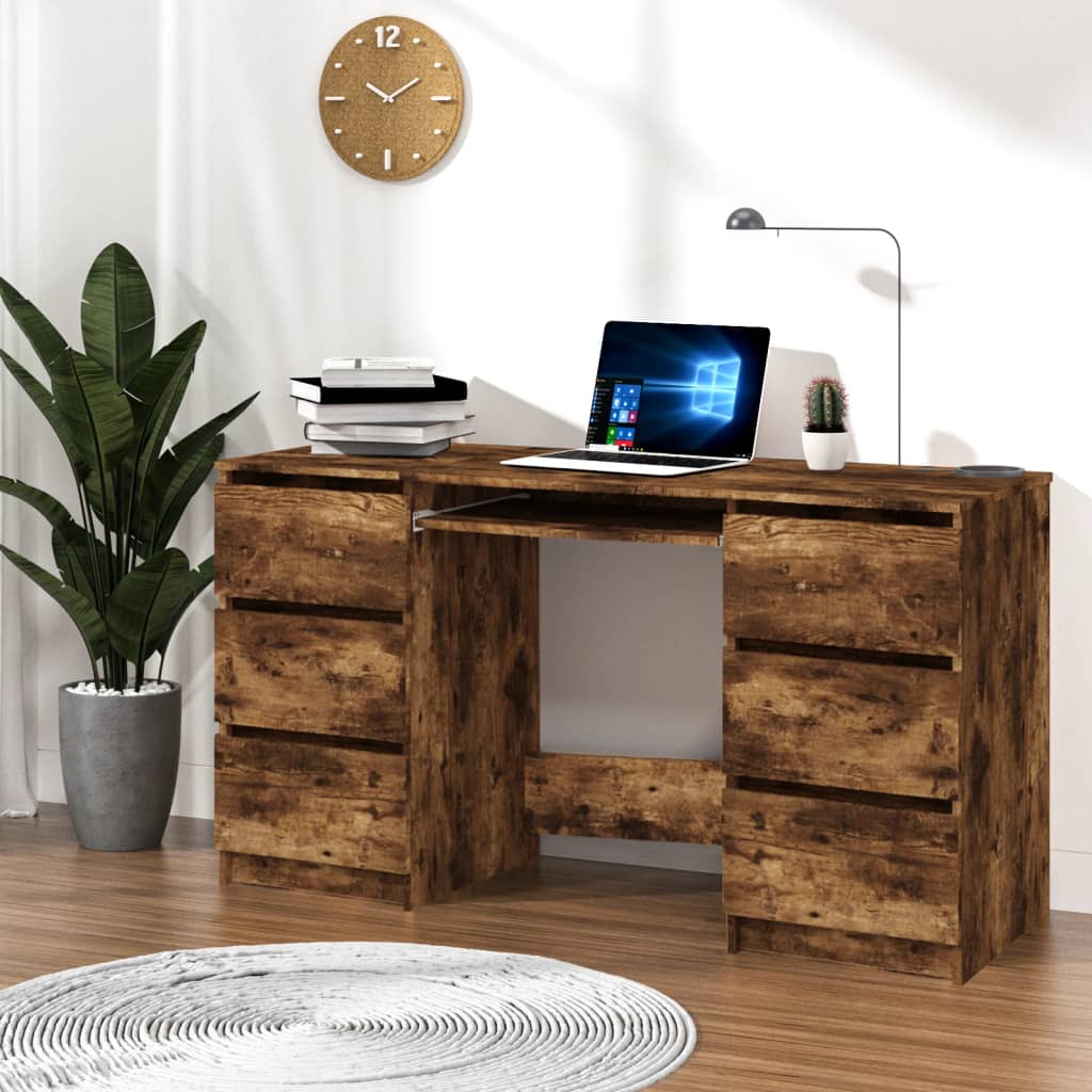 Schreibtisch, Räuchereiche, 140x50x77 cm Holzwerkstoff, vidaXL, 1