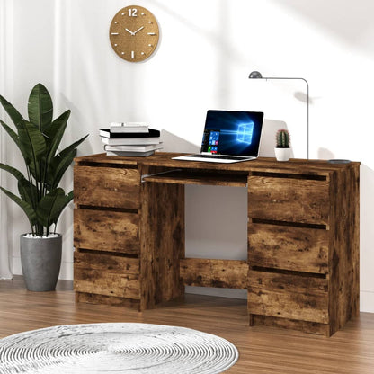Schreibtisch, Räuchereiche, 140x50x77 cm Holzwerkstoff, vidaXL, 1