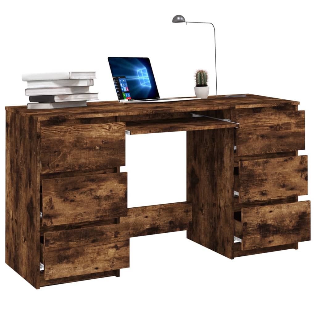 Schreibtisch, Räuchereiche, 140x50x77 cm Holzwerkstoff, vidaXL, 6