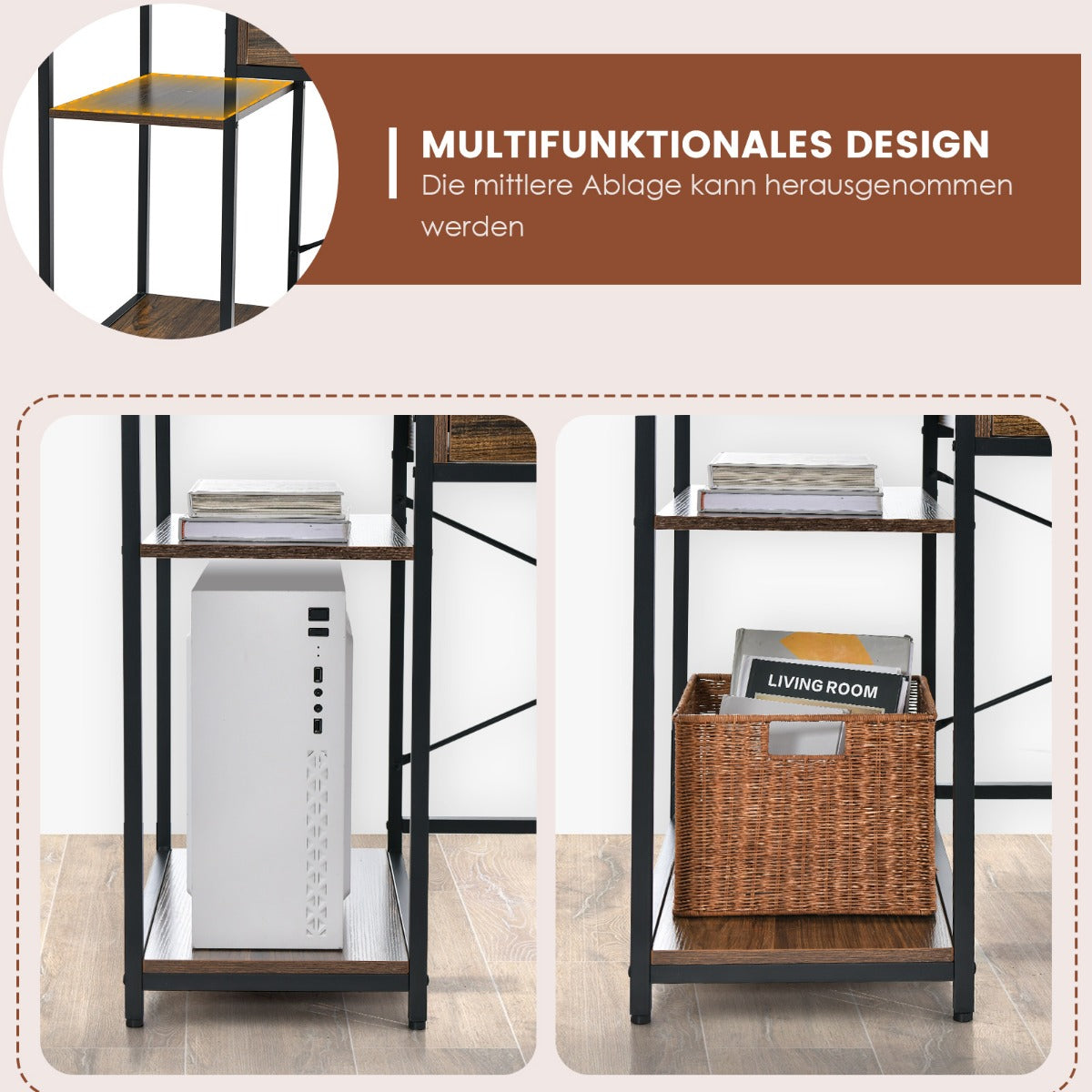 Schreibtisch, Schreibtisch mit Schublade, Computertisch, Computertisch mit Metallrahmen, 120x56x90,5 cm, Costway, 5