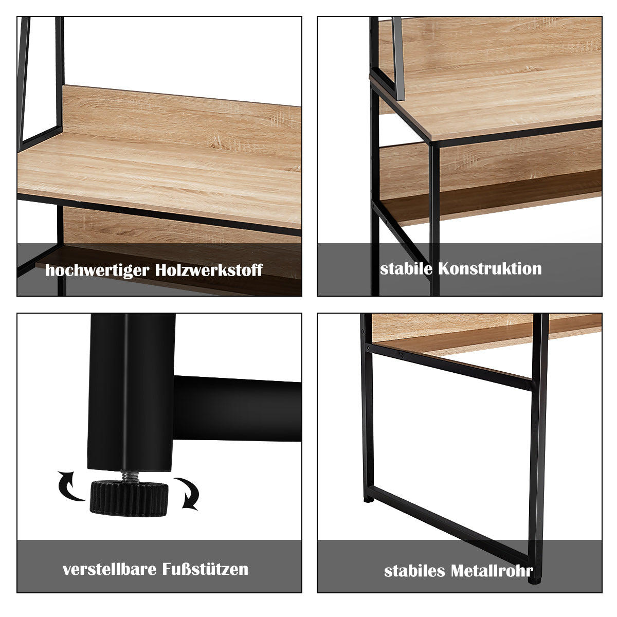 Schreibtisch, Schreibtisch mit Stauraum, Schreibtisch Holz, Computertisch mit Ablage, Costway, 7