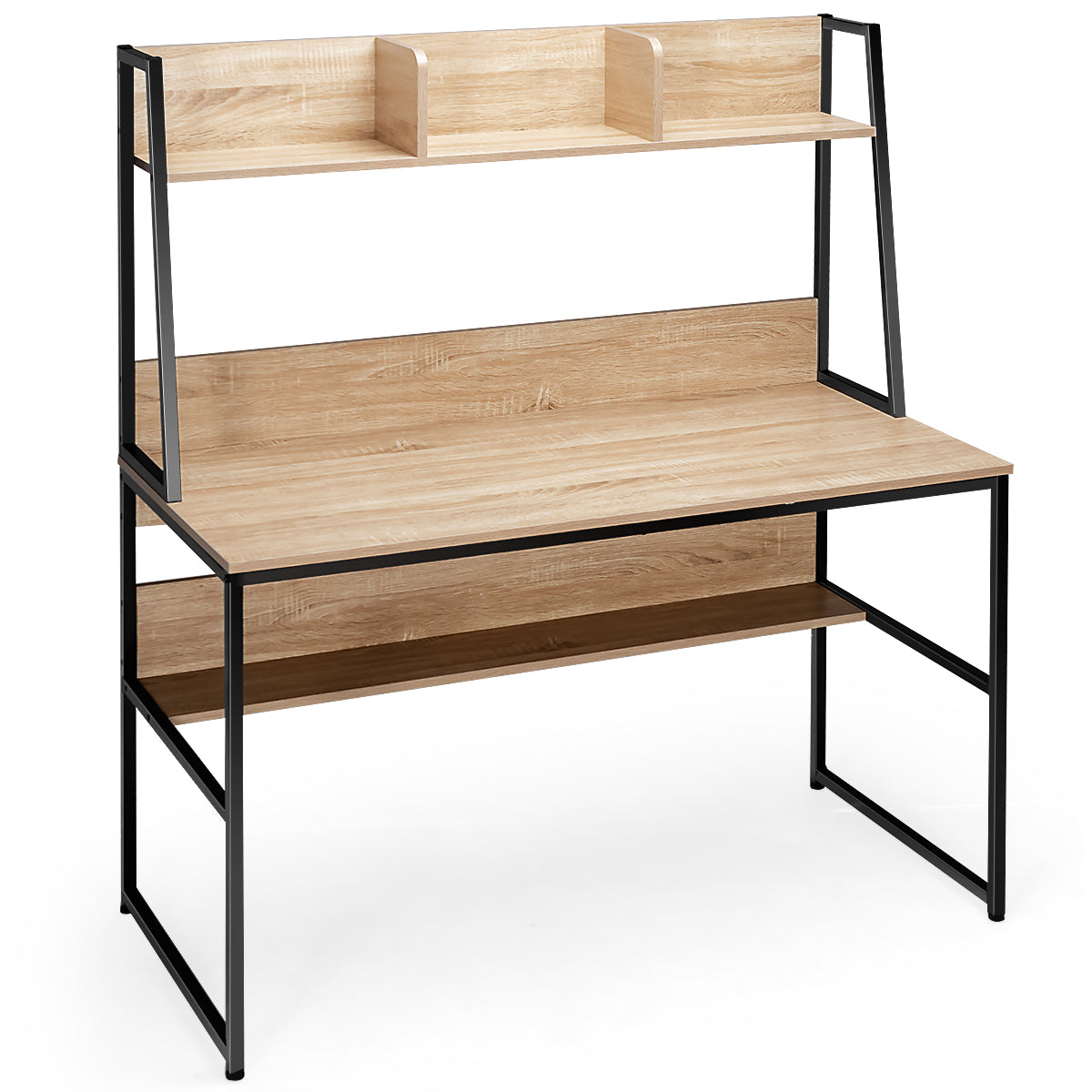 Schreibtisch, Schreibtisch mit Stauraum, Schreibtisch Holz, Computertisch mit Ablage, Costway, 