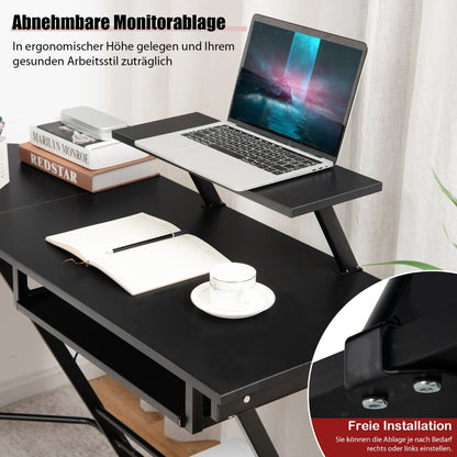 Schreibtisch Schwarz, Computer Schreibtisch, PC Schreibtisch, L Schreibtisch, Holz, mit Beweglichem Ständer, Costway, 5