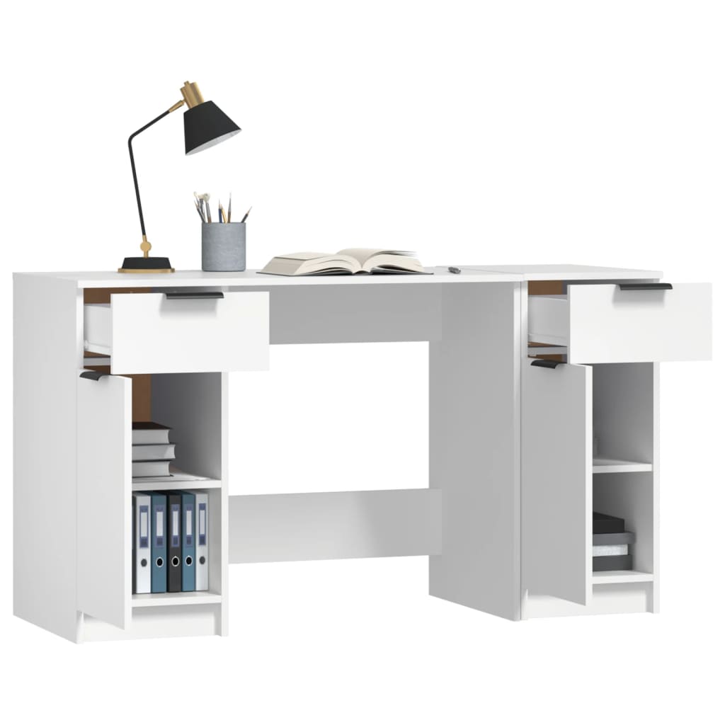 Schreibtisch mit Schubladen, Kleiner Schreibtisch, Schreibtisch mit Beistellschrank, Bürotisch, Schreibtisch weiß, vidaXL, 3