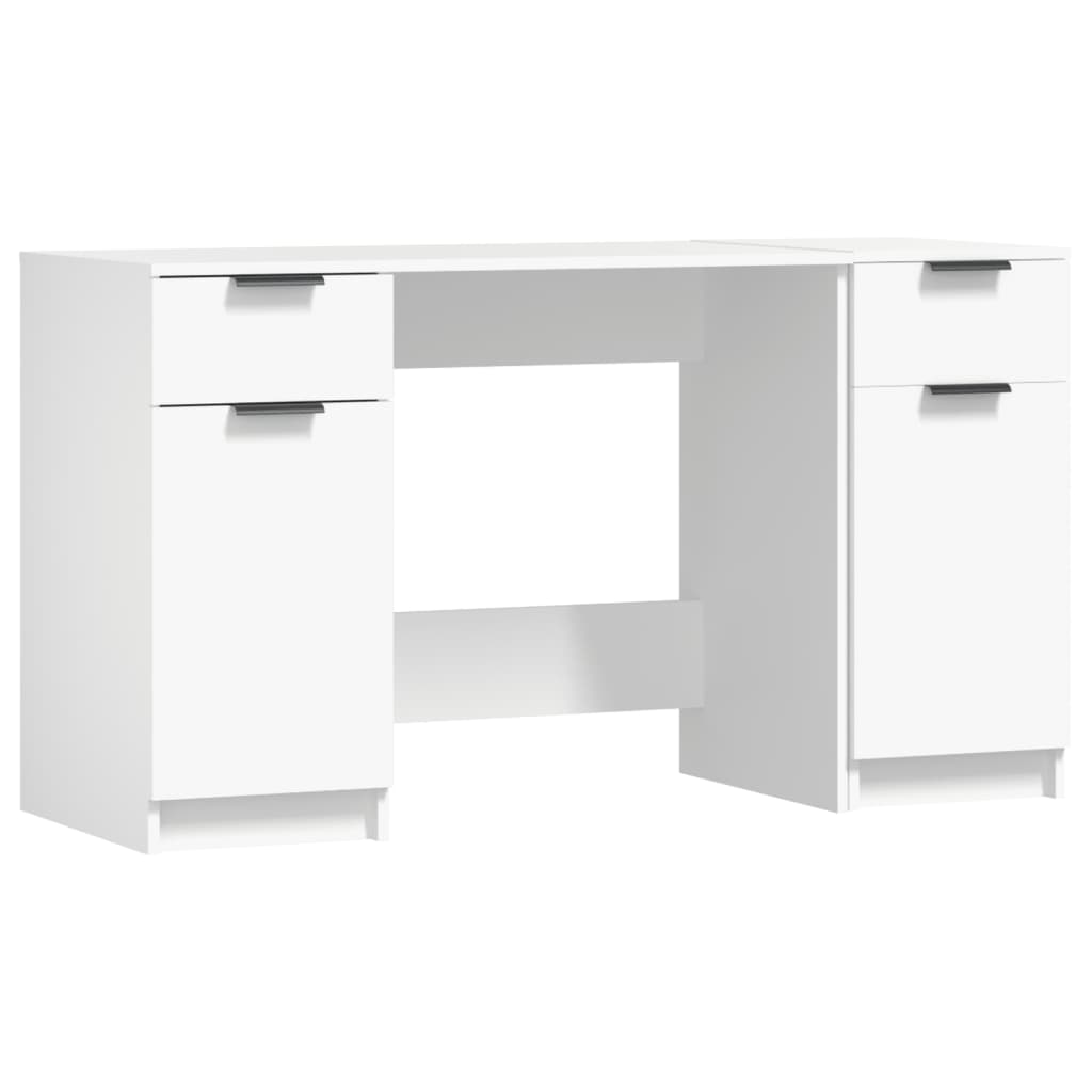 Schreibtisch mit Schubladen, Kleiner Schreibtisch, Schreibtisch mit Beistellschrank, Bürotisch, Schreibtisch weiß, vidaXL, 4