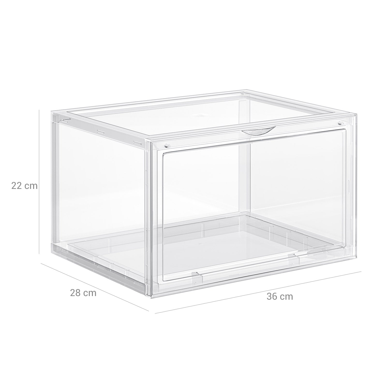 Schuhboxen, 3er Set, Schuhorganizer, Kunststoffboxen mit durchsichtiger Tür, für Schuhe bis Größe 46, transparent, SONGMICS, 5