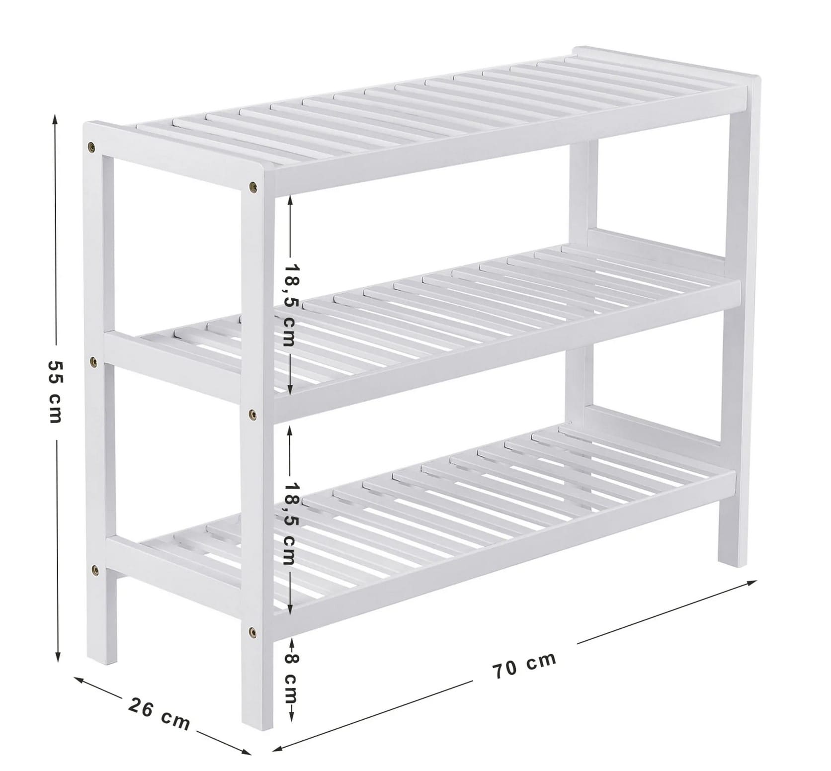 Schuhregal, Schuhregal weiß, Schuhständer 3-Ebenen, Schuhablage, Standregal, ideal  Diele, aus Bambus, Weiß, Songmics, 5