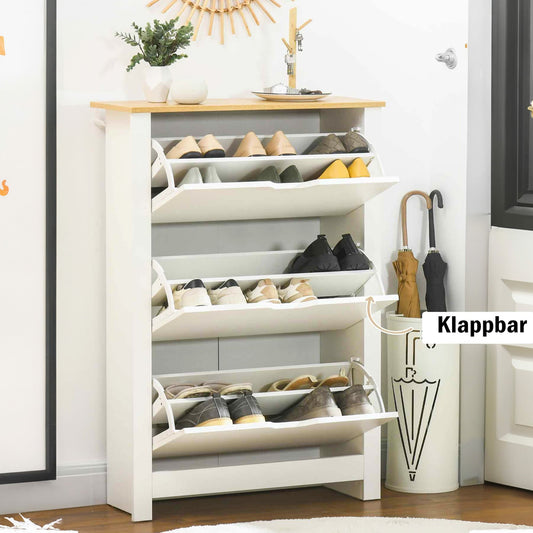 Schuhschrank, Schuhschrank Schmal, Schuhkipper schmal, Schuhregal schmal, Schuhschrank Klappbar, platzsparend, HOMCOM, 1