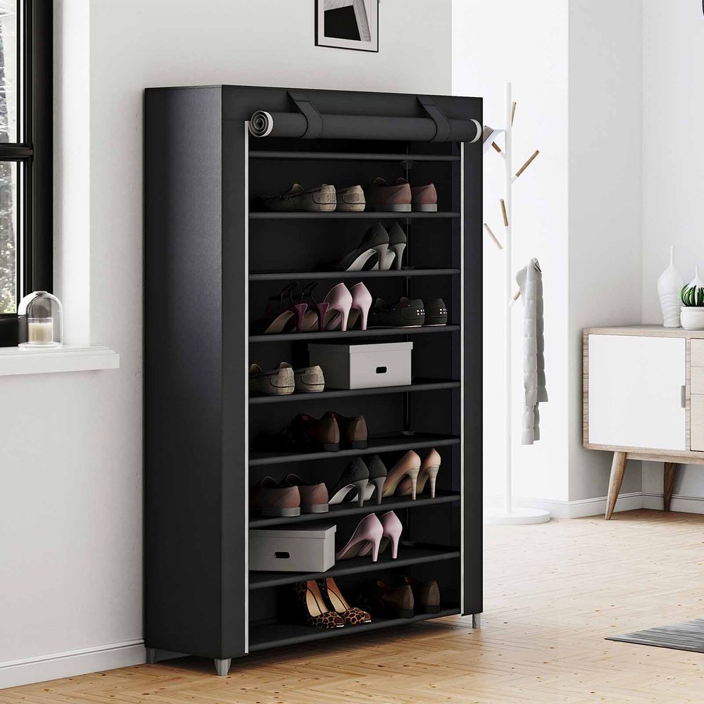 Schuhschrank, Schuhschrank Groß, XXXL, Schuhregal, mit 10 Ebenen, für 54 paar Schuhe, Stoffschrank, schwarz, Songmics, 12