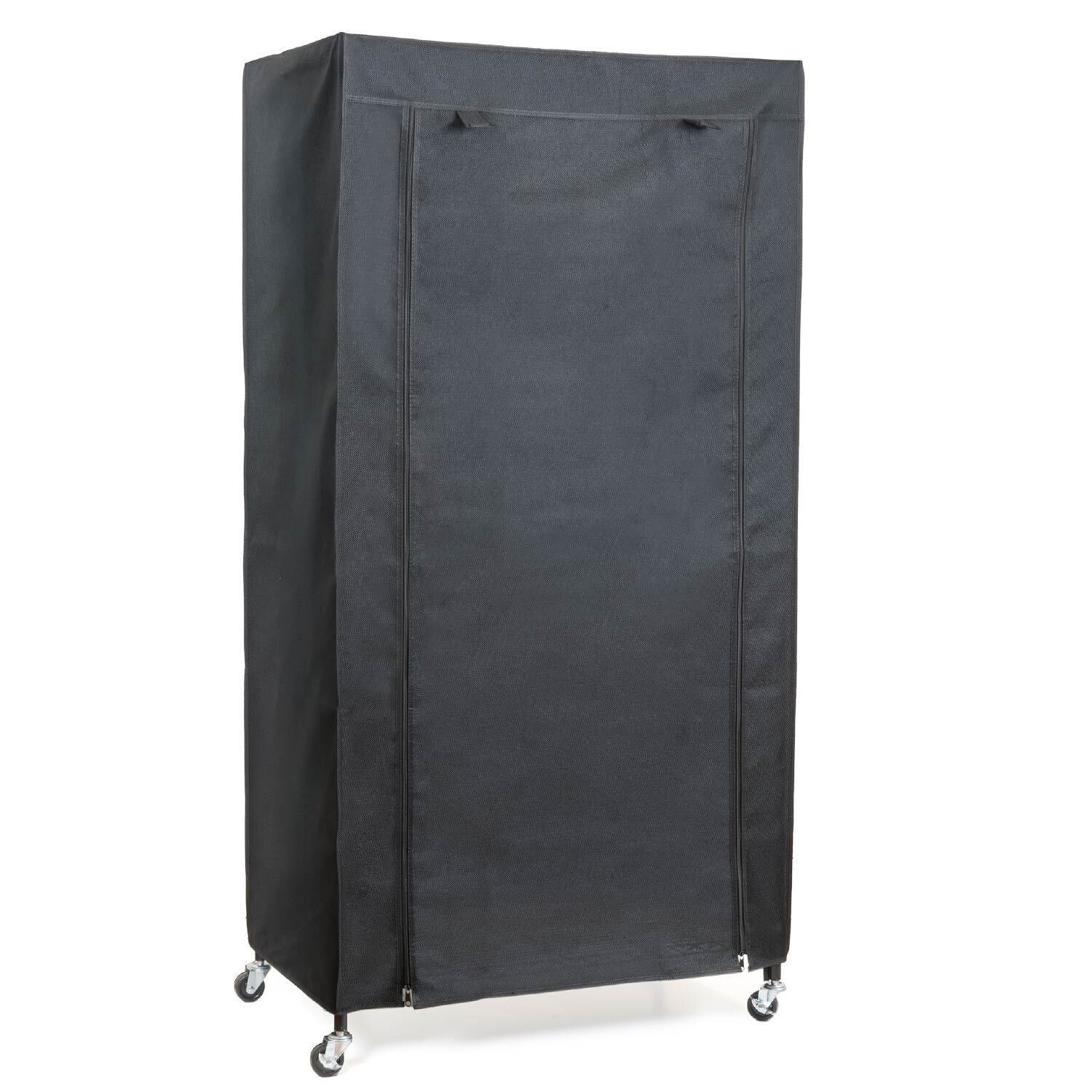 Schwerlast Faltschrank, Stoffkleiderschrank, Kleiderschrank auf Rollen, bis 70 kg, 75x45x150 cm, Leinenimitat, art moon Buffalo Schwarz, 5