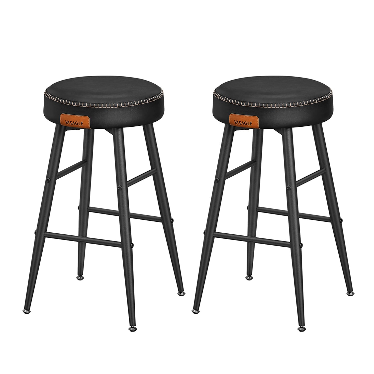 Barhocker, Barstühle, 2er Set, Barhocker Küche, 63 cm hoch, Küchenstühle, Kunstleder, einfacher Aufbau, Schwarz, VASAGLE, 1