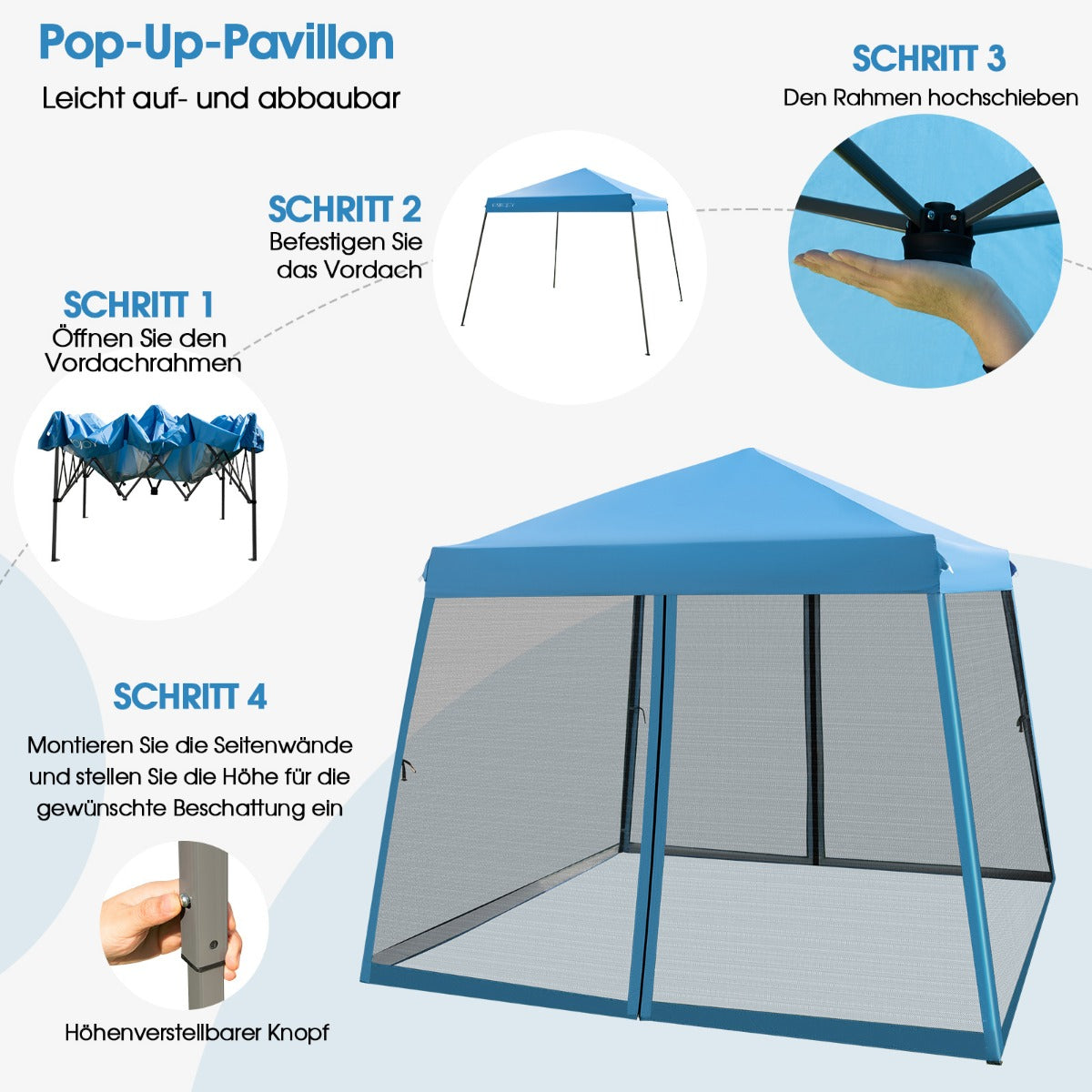 Faltpavillon, Faltpavillon 3x3, Gartenpavillon, Stabile zelte, Großes Überdachungszelt Partyzelt, Festzelt, zelt, Costway, 5