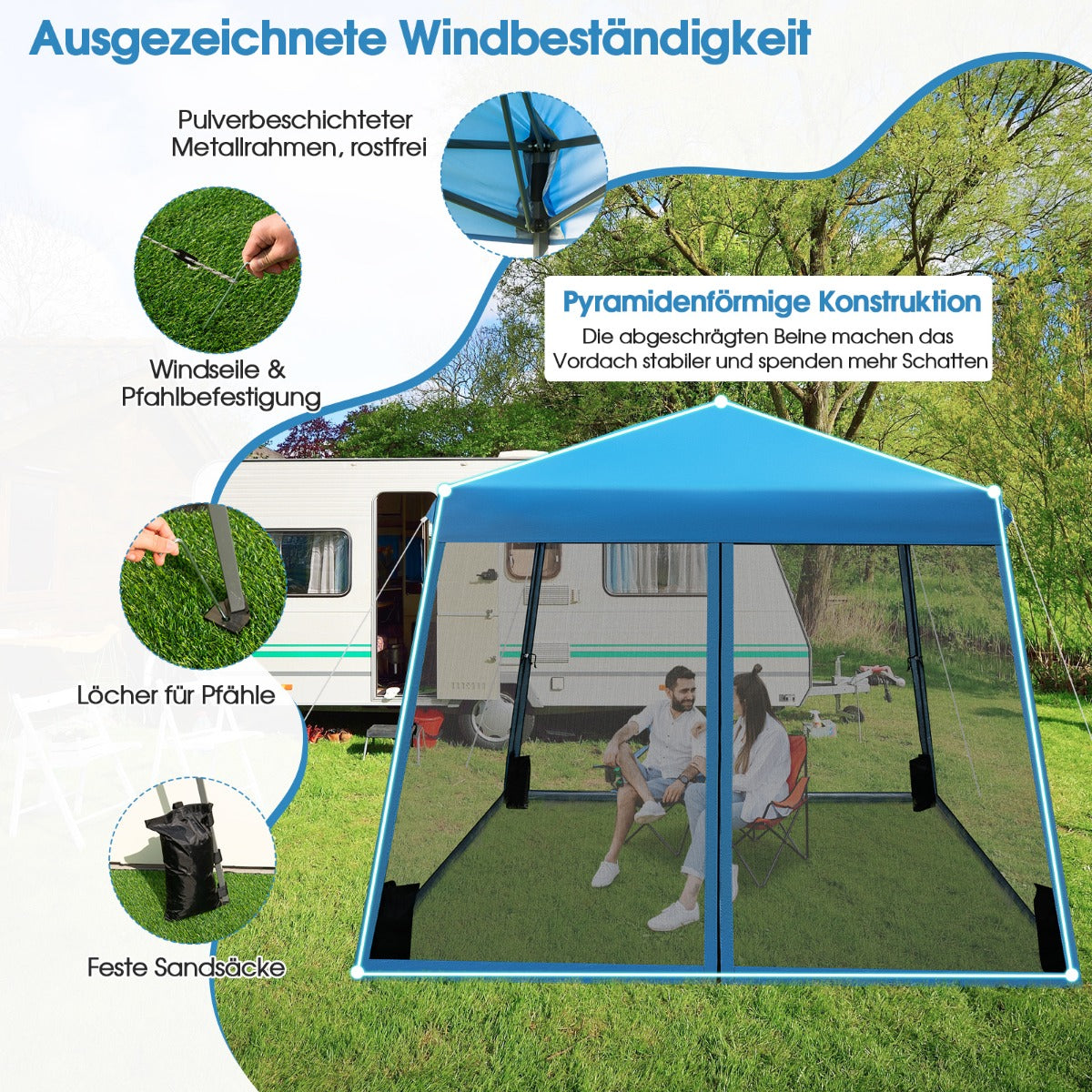 Faltpavillon, Faltpavillon 3x3, Gartenpavillon, Stabile zelte, Großes Überdachungszelt Partyzelt, Festzelt, zelt, Costway, 3