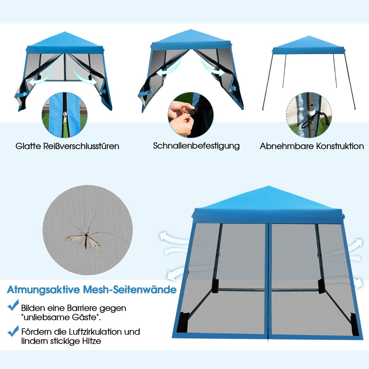 Faltpavillon, Faltpavillon 3x3, Gartenpavillon, Stabile zelte, Großes Überdachungszelt Partyzelt, Festzelt, zelt, Costway, 6