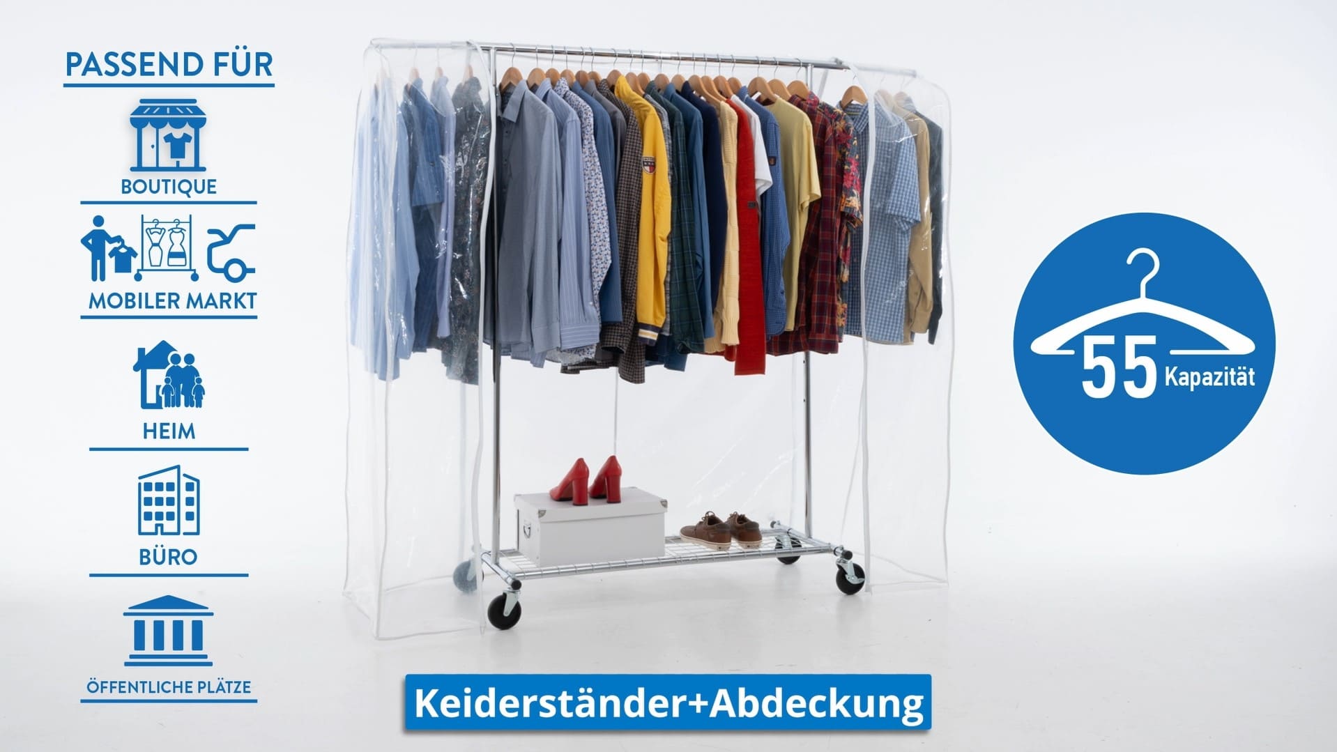 Stoffschrank, Faltschrank, Schwerlast Kleiderständer, bis 100 KG ,Kleiderständer mit Abdeckung, Tatkraft Duncan & Big, 10