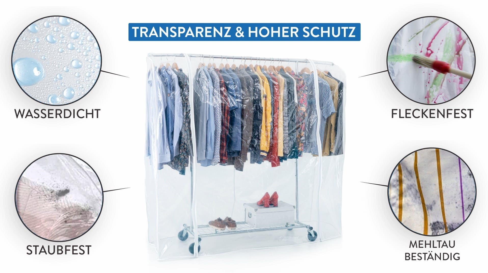 Stoffschrank, Faltschrank, Schwerlast Kleiderständer, bis 100 KG ,Kleiderständer mit Abdeckung, Tatkraft Duncan & Big, 11