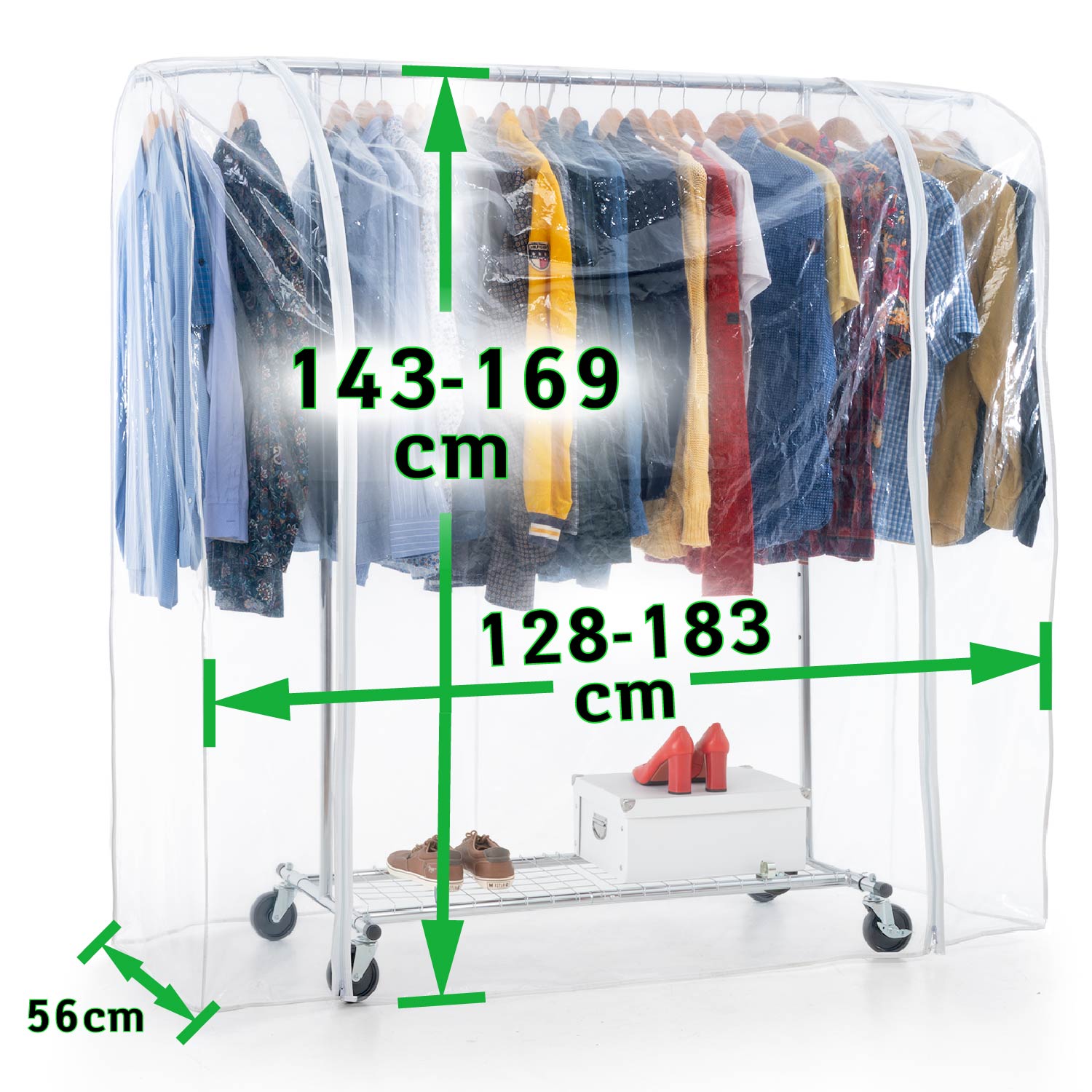 Stoffschrank, Faltschrank, Schwerlast Kleiderständer, bis 100 KG ,Kleiderständer mit Abdeckung, Tatkraft Duncan & Big, s