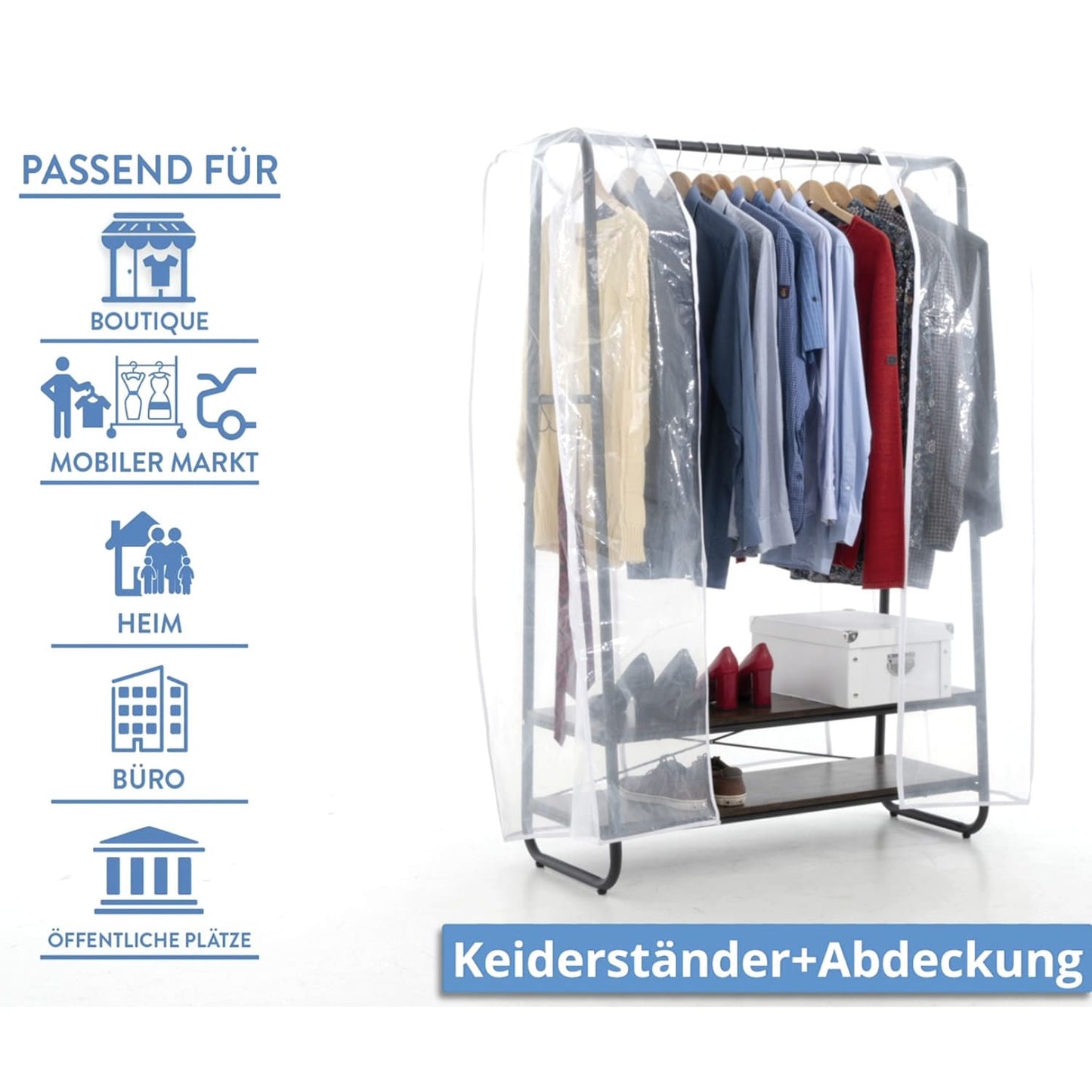 Stoffschrank, Schwerlast Kleiderständer, Bis 170Kg, Jackenständer, Kleiderständer mit Abdeckung, Tatkraft Anneli & Anwalt, 10