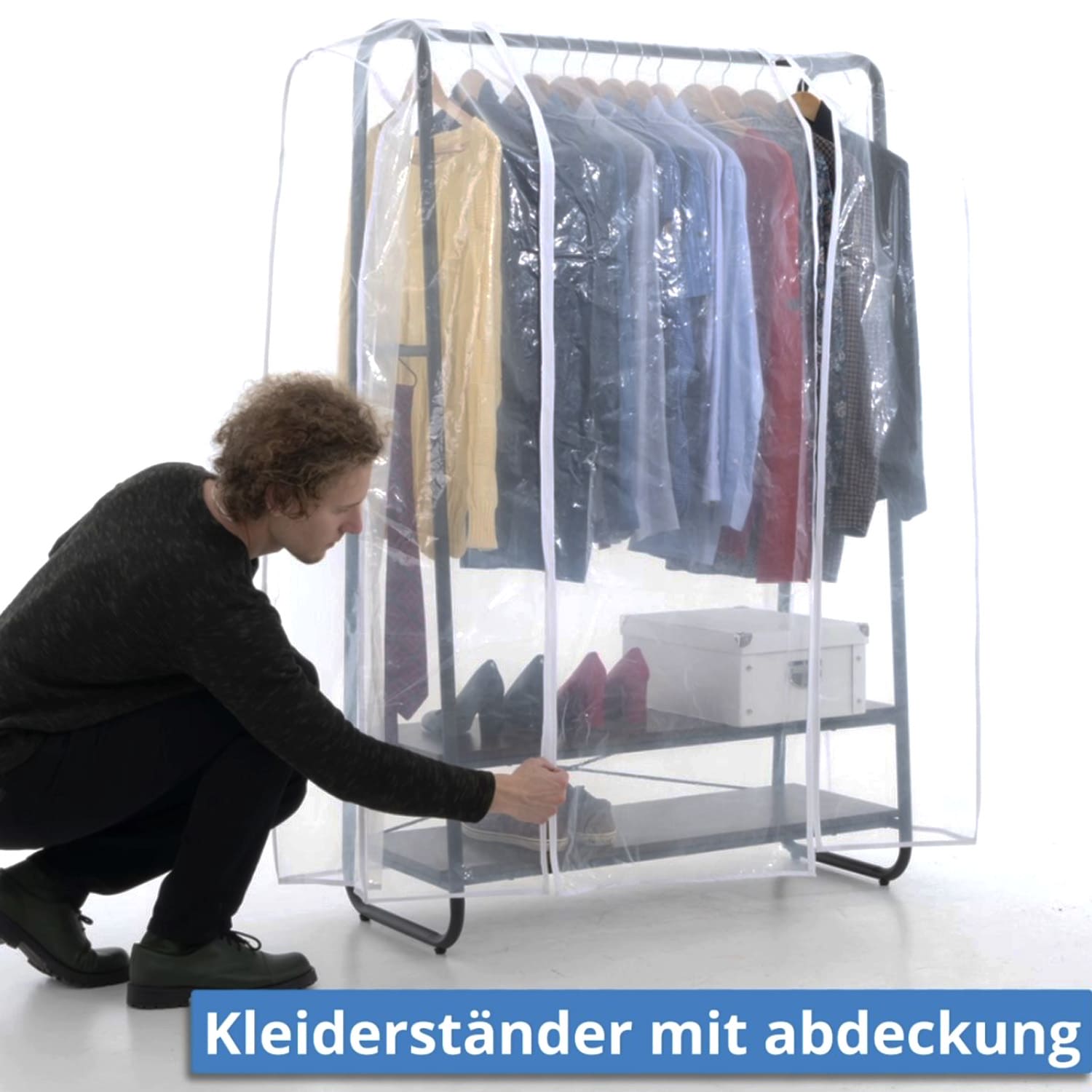 Stoffschrank, Schwerlast Kleiderständer, Bis 170 Kg, Jackenständer, Kleiderständer mit Abdeckung, Tatkraft Anneli & Anwalt, 2