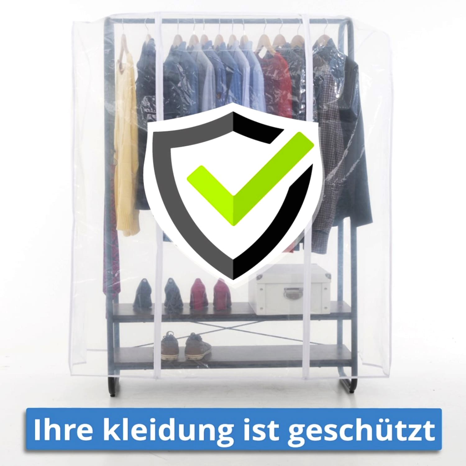 Stoffschrank, Schwerlast Kleiderständer, Bis 170 Kg, Jackenständer, Kleiderständer mit Abdeckung, Tatkraft Anneli & Anwalt, 9