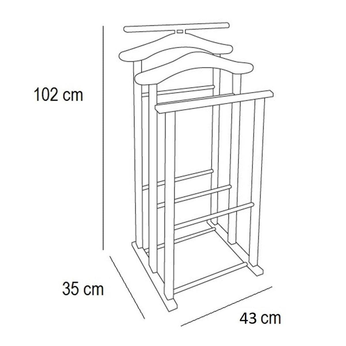 Stummer Diener, Made in Italy, Herrendiener Modern, 35x35x102 cm, Herrendiener Holz, Kirschbaum, Tatkraft Duke, 5