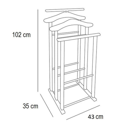 Stummer Diener, Made in Italy, Herrendiener Modern, 35x35x102 cm, Herrendiener Holz, Kirschbaum, Tatkraft Duke, 5