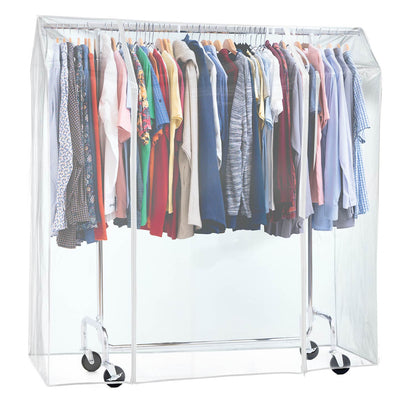 Schutzhülle für Kleiderständer, Transparent, Kleiderständer Abdeckung, 2 Reissverschlüsse, Staub- und UV-Schutz, Tatkraft Schild