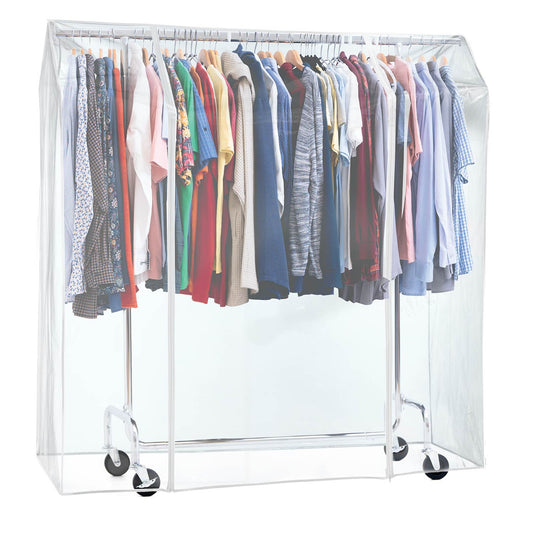 Schutzhülle für Kleiderständer, Transparent, Kleiderständer Abdeckung, 2 Reissverschlüsse, Staub- und UV-Schutz, Tatkraft Schild