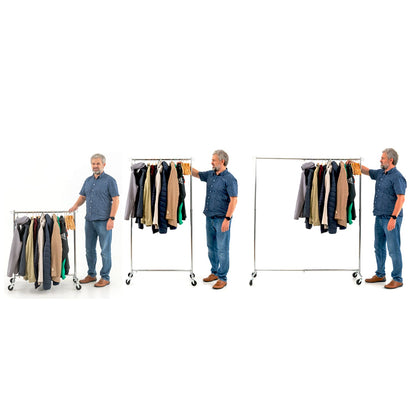 Tatkraft Urban Kleiderständer Sauf Rollen Stabil, ausziehbare Kleiderstange Länge und Höhe, 93-140x41x114-175cm, Garderobe bis 60 kg, Verchromt Stahl