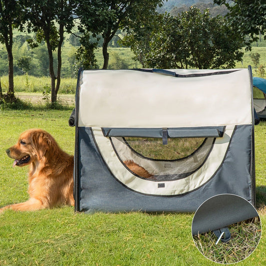 PawHut - Transportbox Hund, Hundebox faltbar, Hundebox, Hundetransportbox, Haustierrucksack mit Kissen, wasserdicht, Oxfordstoff, 97L x 71B x 76H cm