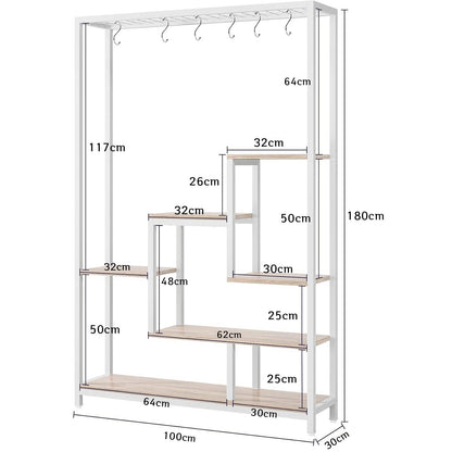 Blumenständer, 5-Tier, Pflanzenständer, 180 cm Hoch, Blumenständer metall, mit 10 S Haken, Blumenregal Weiß Beige, Tribesigns, 7